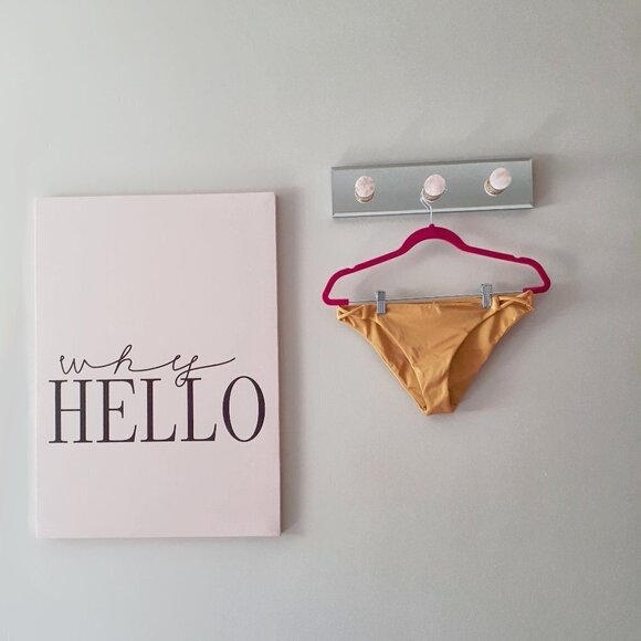 NWT RVCA gold solid shimmer mid rise bikini bottom - Picture 9 of 10